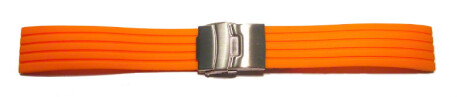 Faltschließe Silikon Stripes orange 20mm Stahl