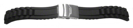 Faltschließe Uhrenarmband Silikon Design schwarz 22mm Stahl