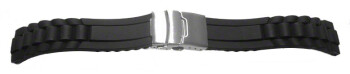 Faltschließe Uhrenarmband Silikon Design schwarz 22mm Stahl