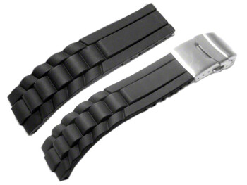 Faltschließe Uhrenarmband Silikon Design schwarz 22mm Stahl