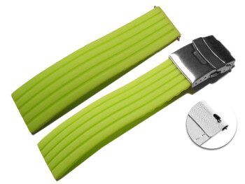Schnellwechsel Uhrenband Faltschließe Silikon Stripes grün 20mm Stahl