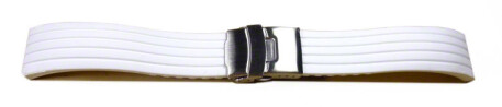 Schnellwechsel Uhrenband Faltschließe Silikon Stripes weiß 22mm Stahl