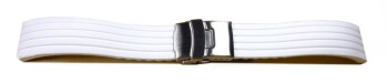 Schnellwechsel Uhrenband Faltschließe Silikon Stripes weiß 22mm Stahl