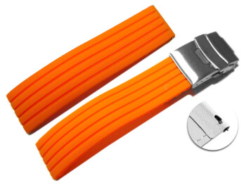 Schnellwechsel Uhrenband Faltschließe Silikon Stripes orange 20mm Schwarz