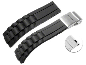 Schnellwechsel Uhrenband Faltschließe Uhrenarmband Silikon Design schwarz 20mm Schwarz