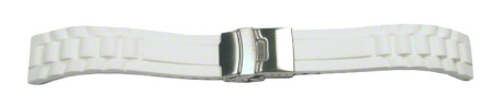 Schnellwechsel Uhrenband Faltschließe Uhrenarmband Silikon Design weiß 16mm Stahl