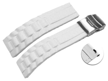 Schnellwechsel Uhrenband Faltschließe Uhrenarmband Silikon Design weiß 16mm Stahl