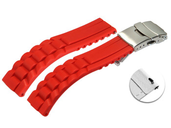 Schnellwechsel Uhrenband Faltschließe Uhrenarmband Silikon Design rot 16mm Stahl