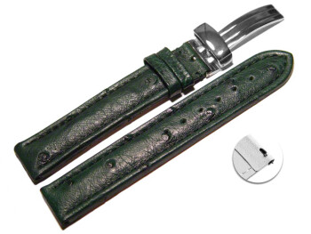 Schnellwechsel Uhrenarmband  Kippfaltschließe echt Strauß dunkelgrün 18mm 20mm 22mm 24mm