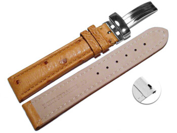 Schnellwechsel Uhrenarmband  Kippfaltschließe echt Strauß natur 18mm 20mm 22mm 24mm