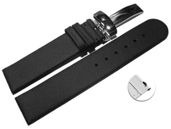 Schnellwechsel Uhrenarmband Kippfaltschließe hydrophobiertes Leder schwarz 18mm 20mm 22mm 24mm