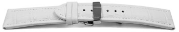 Schnellwechsel Uhrenarmband Kippfaltschließe Leder Kroko weiß 18mm 20mm 22mm 24mm