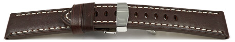 Schnellwechsel Uhrenarmband Leder Kippfaltschließe braun Miami 24mm Gold