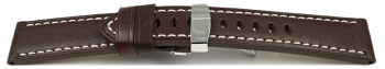 Schnellwechsel Uhrenarmband Leder Kippfaltschließe braun Miami 24mm Schwarz