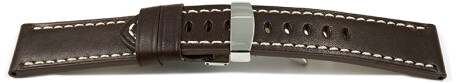 Schnellwechsel Uhrenarmband Leder Kippfaltschließe dunkelbraun Miami 20mm Stahl