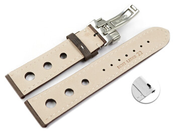 Schnellwechsel Uhrenarmband Leder Kippfaltschließe Race dunkelbraun 18mm Stahl