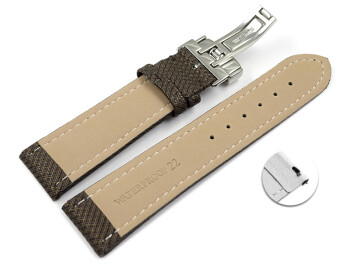 Schnellwechsel Uhrenarmband Kippfaltschließe HighTech Textiloptik braun 20mm Stahl