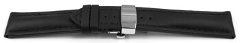 Schnellwechsel Uhrenband mit Butterfly stark gepolstert glatt schwarz Naht TiT 18mm 20mm 22mm 24mm