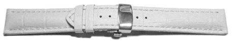 Schnellwechsel Uhrenband mit Butterfly stark gepolstert Kroko weiß 18mm 20mm 22mm 24mm