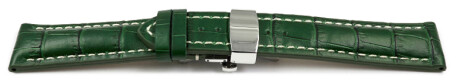 Schnellwechsel Uhrenband mit Butterfly stark gepolstert Kroko grün 18mm 20mm 22mm 24mm