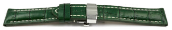 Schnellwechsel Uhrenband mit Butterfly stark gepolstert Kroko grün 18mm 20mm 22mm 24mm
