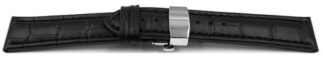 Schnellwechsel Uhrenarmband mit Butterfly Schließe Leder Kroko schwarz TiT 18mm 20mm 22mm 24mm