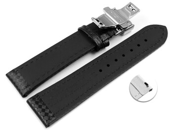 Schnellwechsel Uhrenarmband mit Butterfly Leder Carbon...