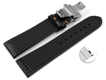 Schnellwechsel Uhrenarmband mit Butterfly Leder Carbon...