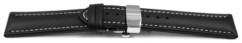 XL Schnellwechsel Uhrenarmband mit Butterfly Leder Glatt schwarz 18mm 20mm 22mm 24mm 26mm 28mm