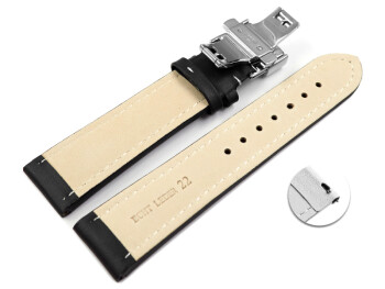 XL Schnellwechsel Uhrenarmband mit Butterfly Leder Glatt schwarz 18mm 20mm 22mm 24mm 26mm 28mm