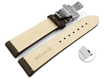 XL Schnellwechsel Uhrenarmband mit Butterfly Leder Glatt dunkelbraun 18mm 20mm 22mm 24mm 26mm 28mm