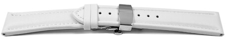 XL Schnellwechsel Uhrenarmband mit Butterfly Leder Glatt weiß 18mm 20mm 22mm 24mm 26mm 28mm