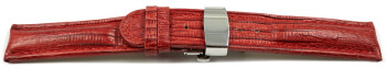Schnellwechsel Uhrenarmband mit Butterfly Leder Teju Prägung rot 18mm 20mm 22mm 24mm