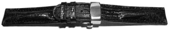 Schnellwechsel Uhrenarmband mit Butterfly Leder Teju Prägung schwarz 18mm 20mm 22mm 24mm