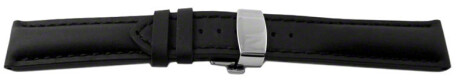 Schnellwechsel Uhrenband Butterfly stark gepolstert hydrophobiertes Leder schwarz 18mm 20mm 22mm 24mm