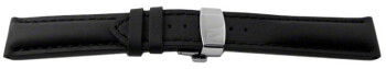 Schnellwechsel Uhrenband Butterfly stark gepolstert hydrophobiertes Leder schwarz 18mm 20mm 22mm 24mm