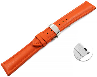 Schnellwechsel Uhrenarmband  Kippfaltschließe Leder glatt gepolstert orange wN 18mm 20mm 22mm 24mm