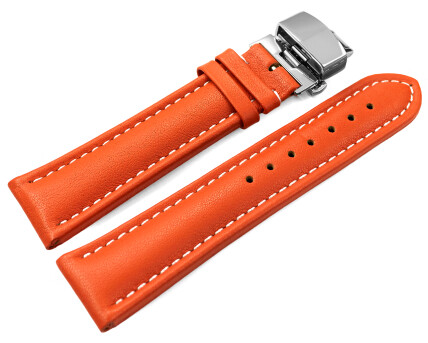 Uhrenarmband Butterfly gepolstert Leder glatt orange wN...