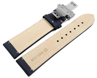 Uhrenarmband Butterfly gepolstert Leder glatt dunkelblau...