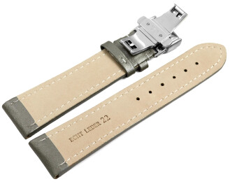 Uhrenarmband Butterfly gepolstert Leder glatt dunkelgrau...