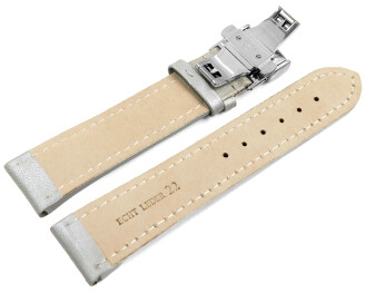 Uhrenarmband Butterfly gepolstert Leder glatt hellgrau...