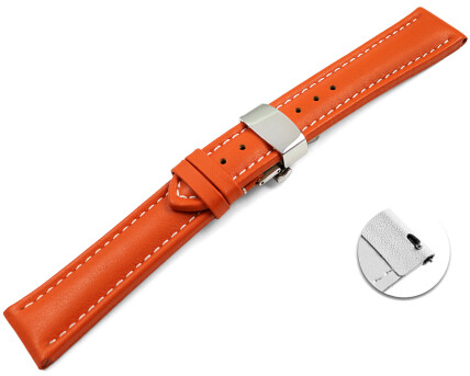 Schnellwechsel Uhrenarmband mit Butterfly Leder glatt orange wN 18mm 20mm 22mm 24mm 26mm 28mm