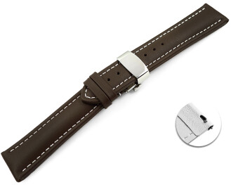 Schnellwechsel Uhrenarmband mit Butterfly Leder glatt dunkelbraun wN 18mm 20mm 22mm 24mm 26mm 28mm