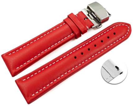 Schnellwechsel Uhrenarmband mit Butterfly Leder glatt rot...