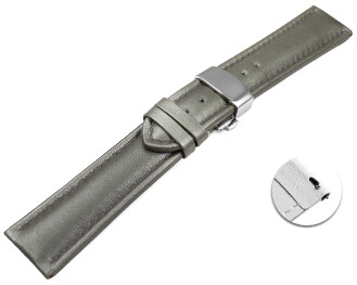 Schnellwechsel Uhrenarmband mit Butterfly Leder glatt dunkelgrau 18mm 20mm 22mm 24mm 26mm 28mm