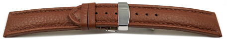 Uhrenarmband Kippfaltschließe Leder genarbt hellbraun TiT 18mm 20mm 22mm 24mm