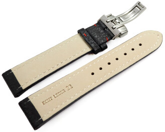 Uhrenarmband Kippfaltschließe Leder genarbt schwarz...