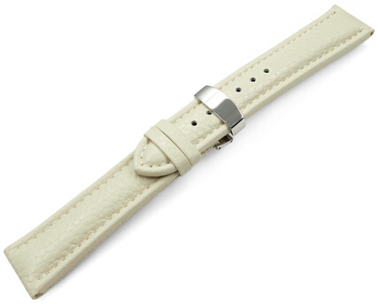 Uhrenarmband Kippfaltschließe Leder genarbt Creme TiT 18mm 20mm 22mm 24mm