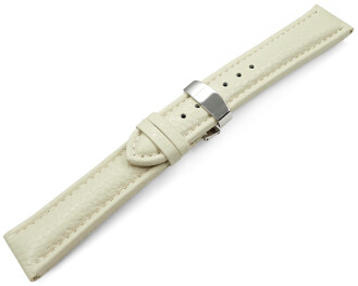 Uhrenarmband Kippfaltschließe Leder genarbt Creme TiT 18mm 20mm 22mm 24mm