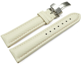 Uhrenarmband Kippfaltschließe Leder genarbt Creme...